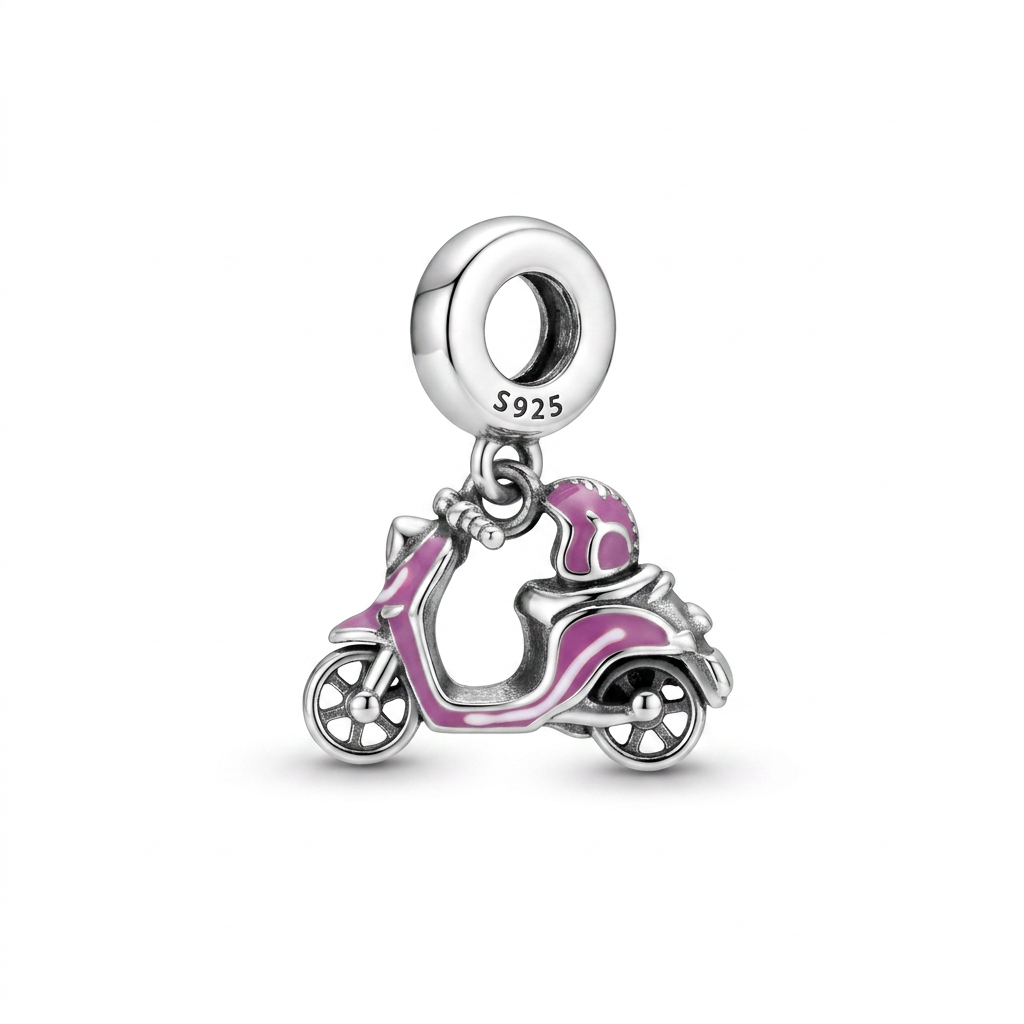 Charm Motocicleta Rosita Plata .925