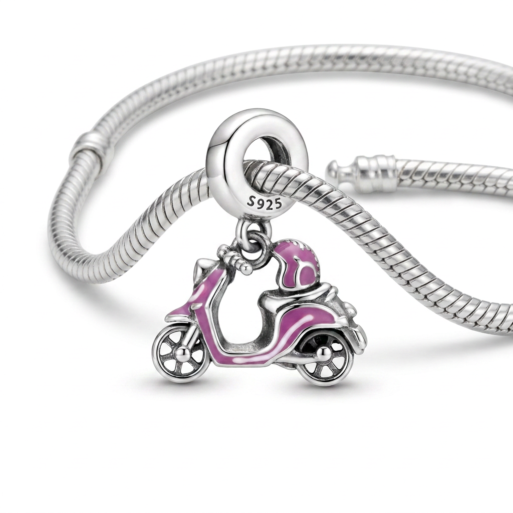 Charm Motocicleta Rosita Plata .925