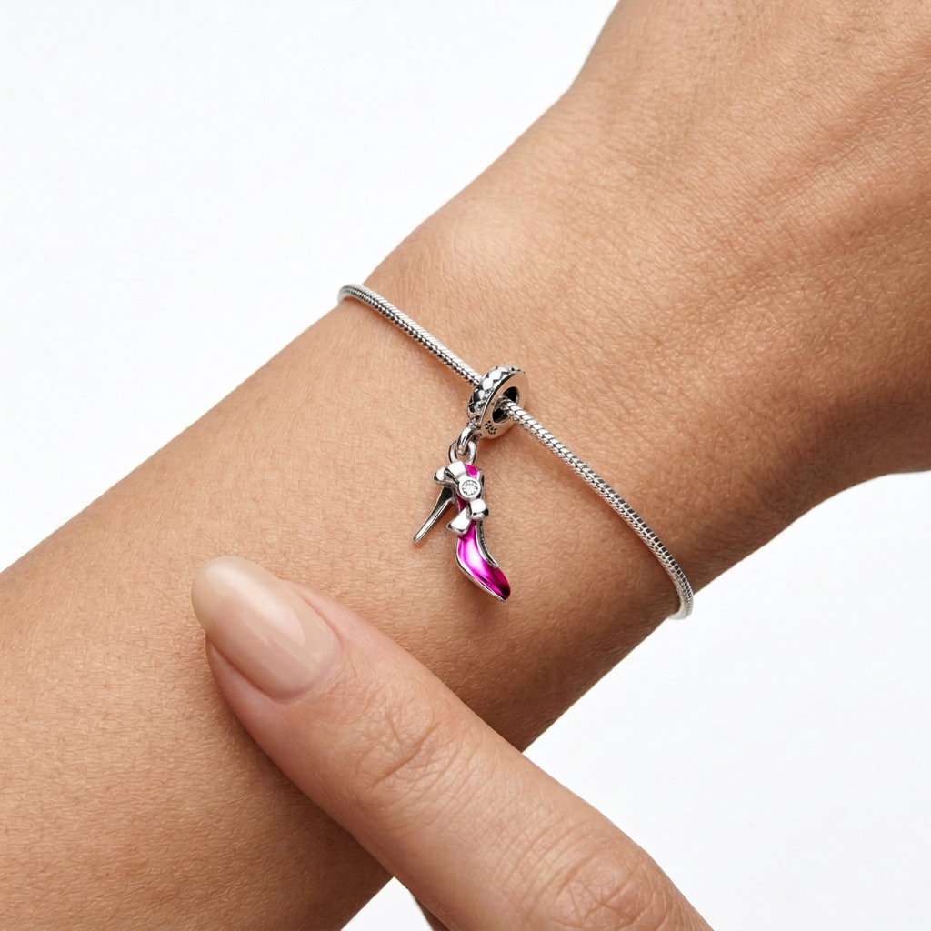 Charm Zapatilla Mujer Rosa Plata ley .925
