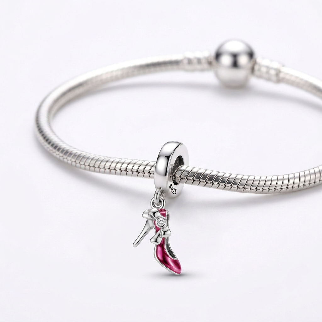Charm Zapatilla Mujer Rosa Plata ley .925