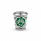 Charm Vaso De Cafe Verde Plata Ley .925