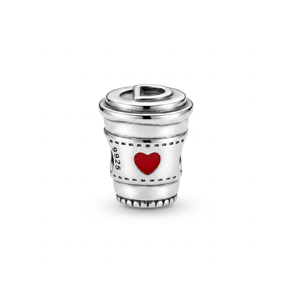 Charm Vaso De Cafe Verde Plata Ley .925