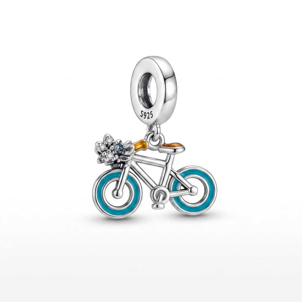 Charm Bicicleta Azul Plata Ley .925-