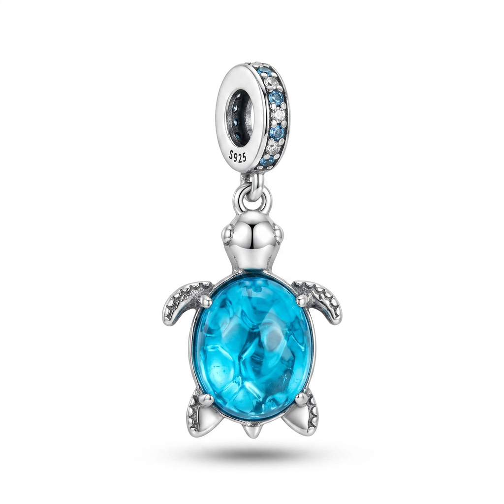 Charm Tortuga Azul Plata Ley .925-