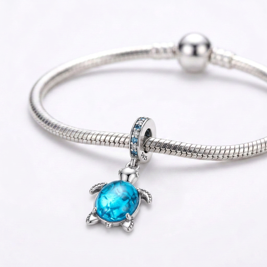 Charm Tortuga Azul Plata Ley .925-