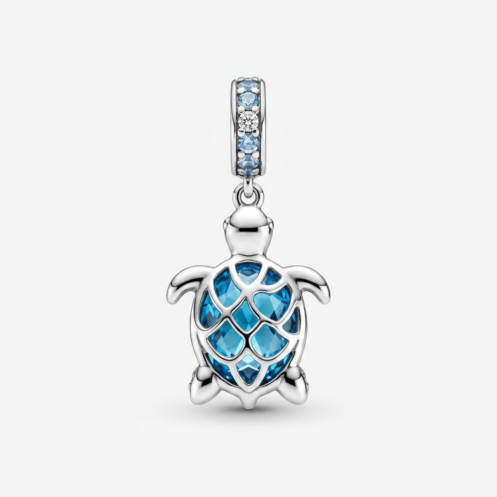 Charm Tortuga Azul Plata Ley .925-