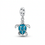 Charm Tortuga Color Turquesa Plata Ley .925