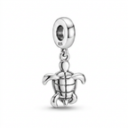 Charm Tortuga Color Turquesa Plata Ley .925