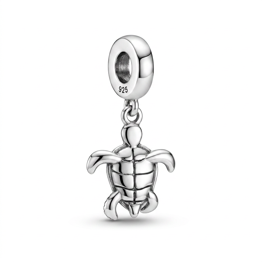 Charm Tortuga Color Turquesa Plata Ley .925