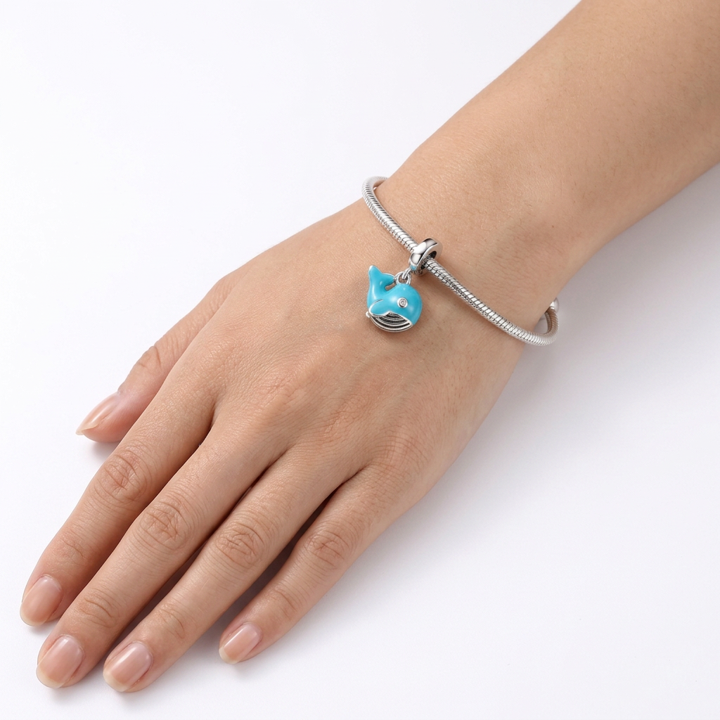 Charm Ballena Azul Plata Ley .925