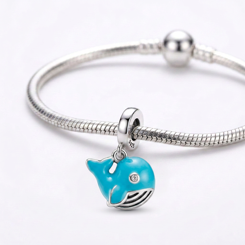 Charm Ballena Azul Plata Ley .925