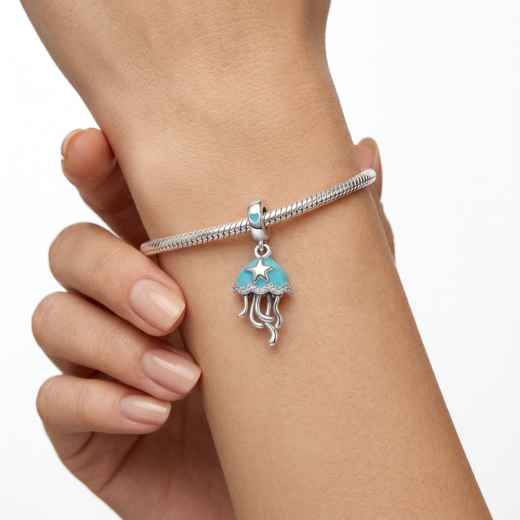Charm Medusa Azul Plata Ley .925