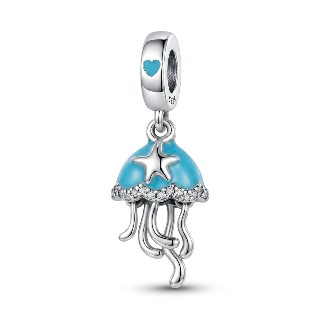 Charm Medusa Azul Plata Ley .925