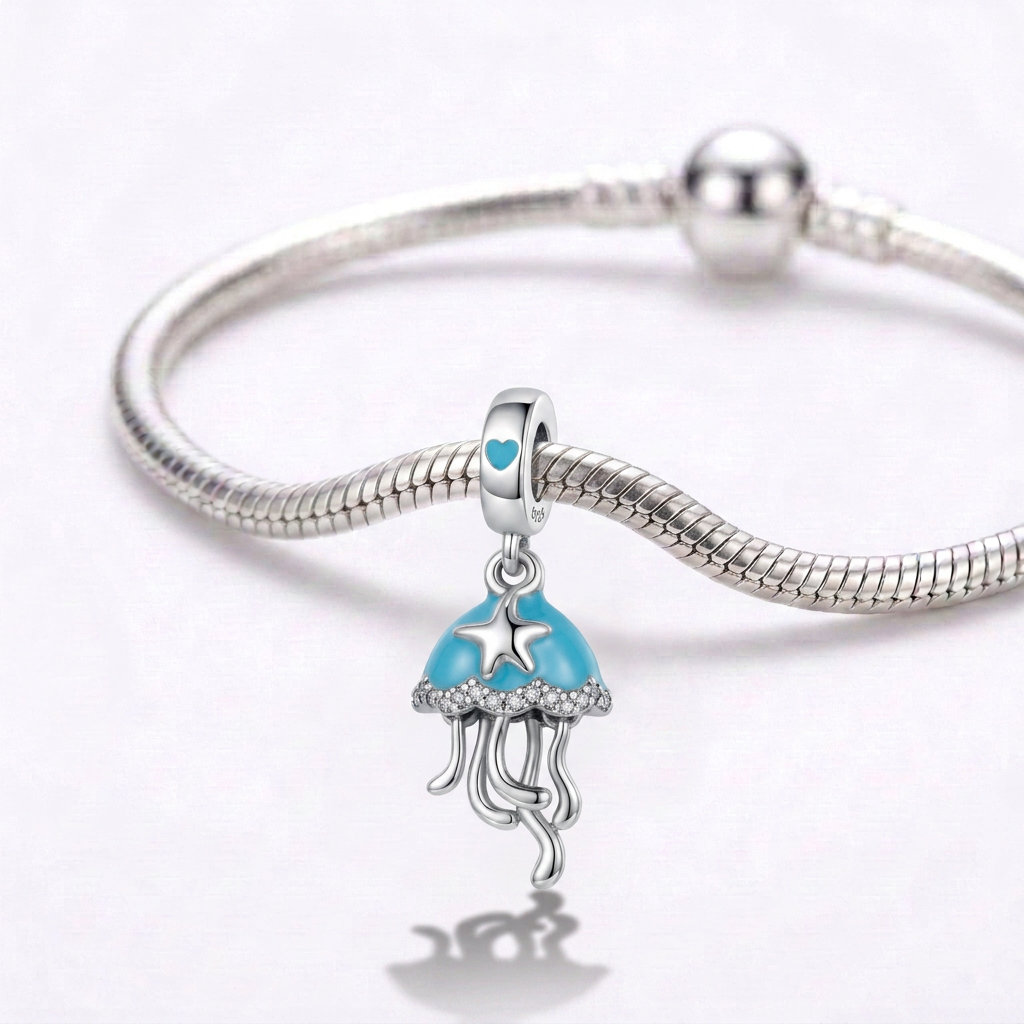 Charm Medusa Azul Plata Ley .925