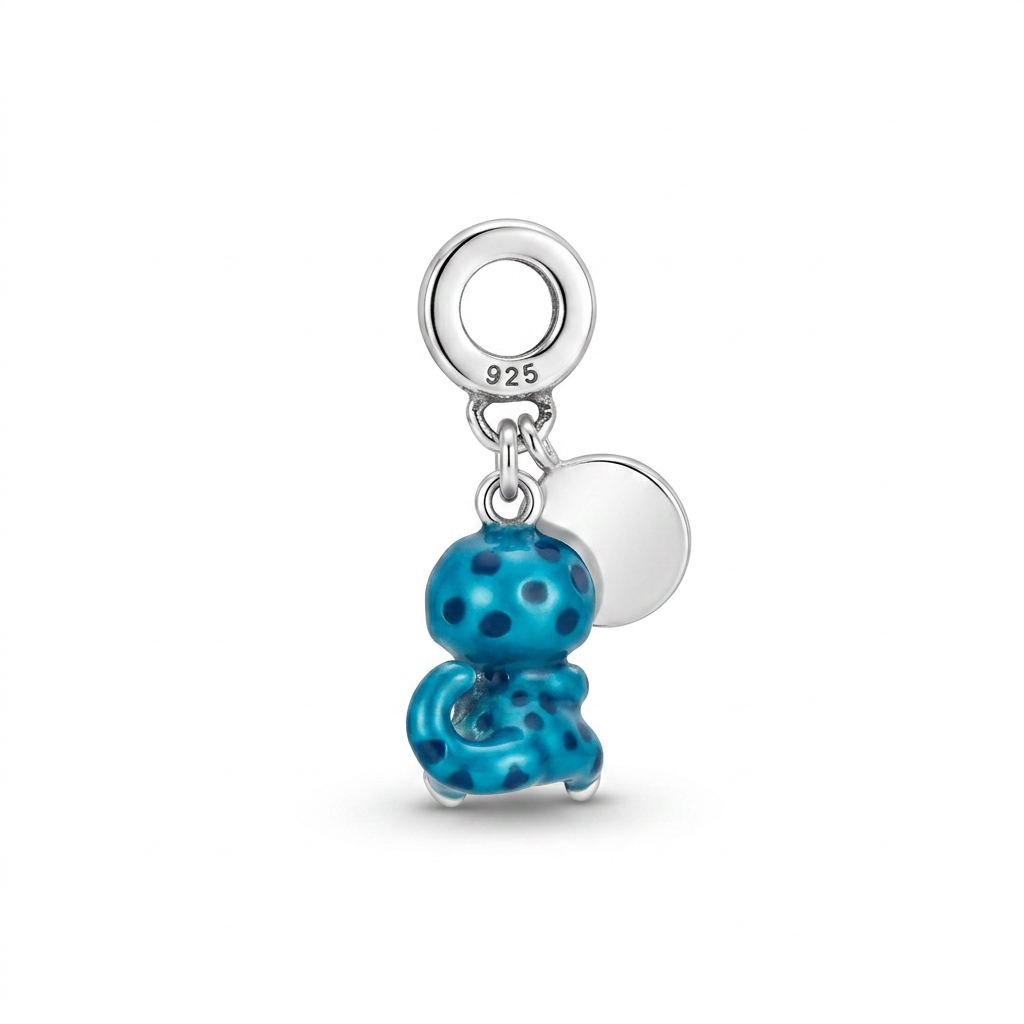 Charm Dinosaurio Azul Plata Ley .925