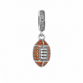 Charm Balon Futbol Americano Piedras Anaranjadas Plata Ley .925