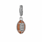 Charm Balon Futbol Americano Piedras Anaranjadas Plata Ley .925