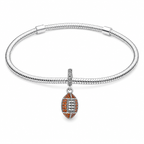 Charm Balon Futbol Americano Piedras Anaranjadas Plata Ley .925