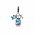 Charm Multicolor Maleta,camara y avion Plata Ley .925