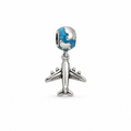 Charm Planeta Azul Y Avion Plata Ley .925