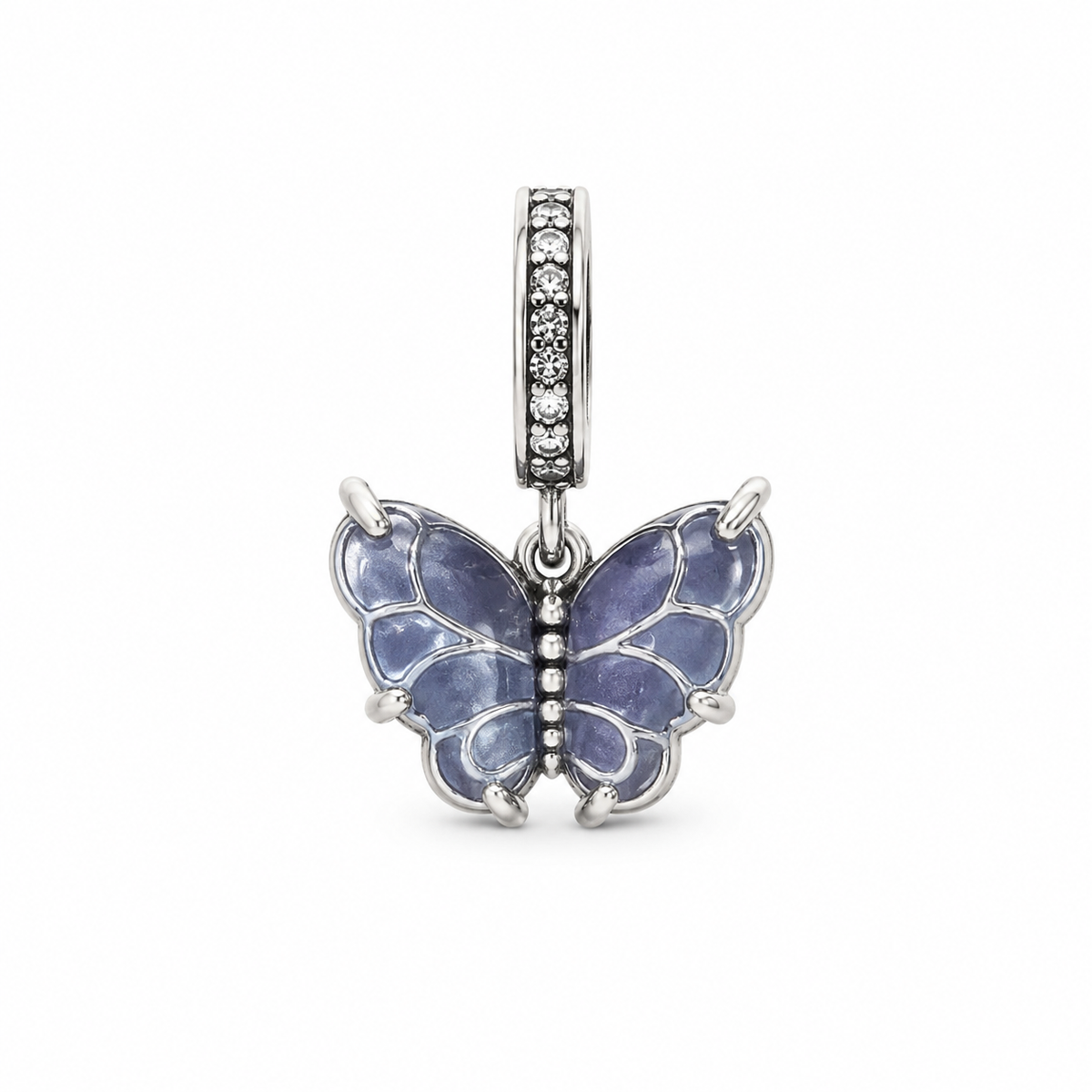 Charm Mriposa Violeta Plata Ley .925