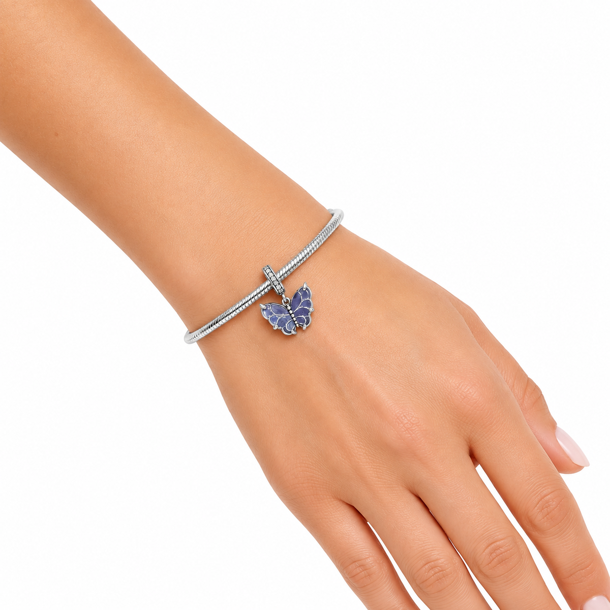 Charm Mriposa Violeta Plata Ley .925