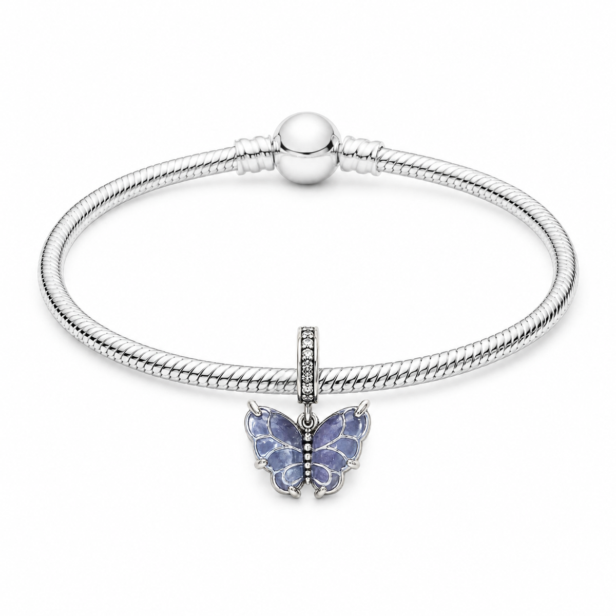 Charm Mriposa Violeta Plata Ley .925