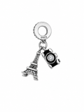 Charm Torre Eiffel y camara Plata Ley .925