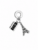 Charm Torre Eiffel y camara Plata Ley .925