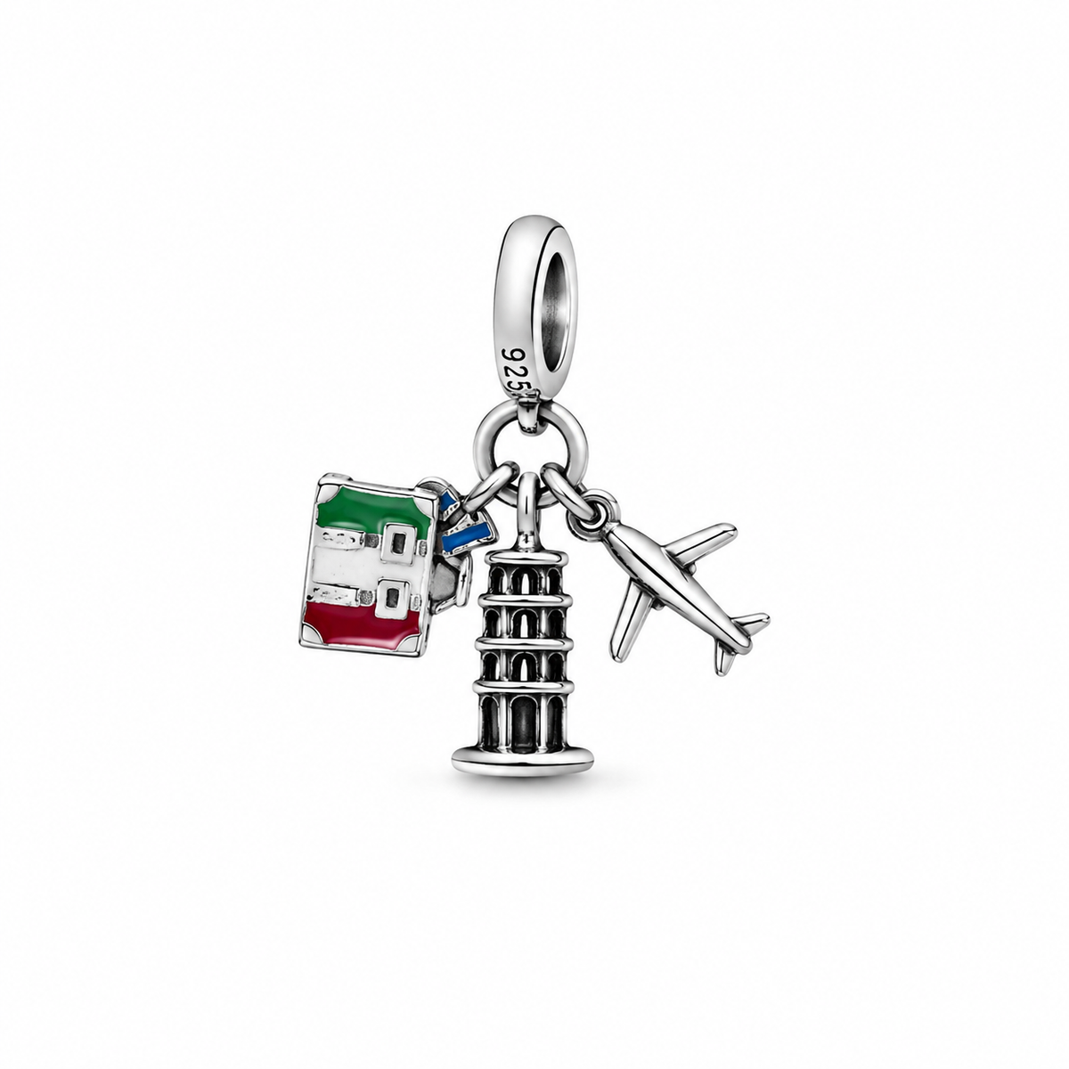 Charm Torre Pisa Italia Plata Ley .925