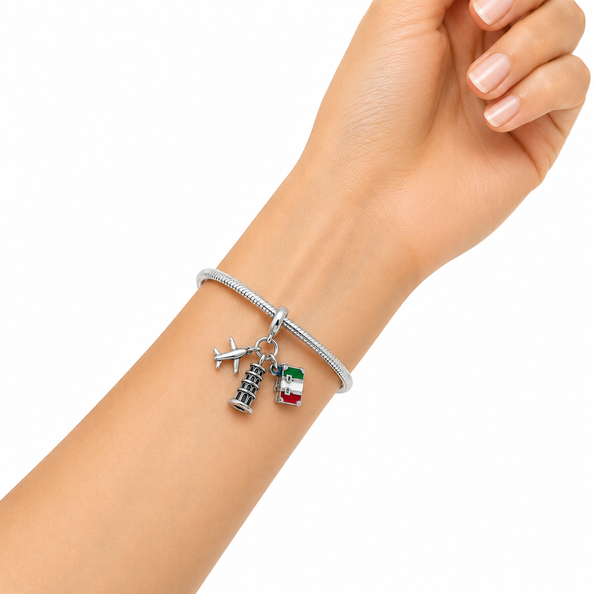 Charm Torre Pisa Italia Plata Ley .925