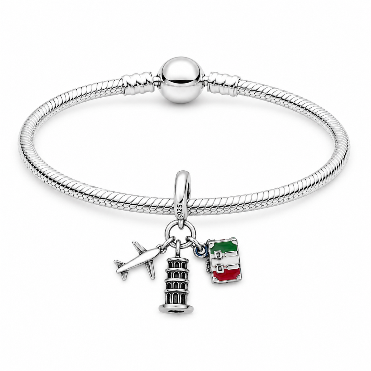 Charm Torre Pisa Italia Plata Ley .925