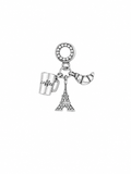 Charm Torre Eiffel,Cafe y croissant Plata Ley .925