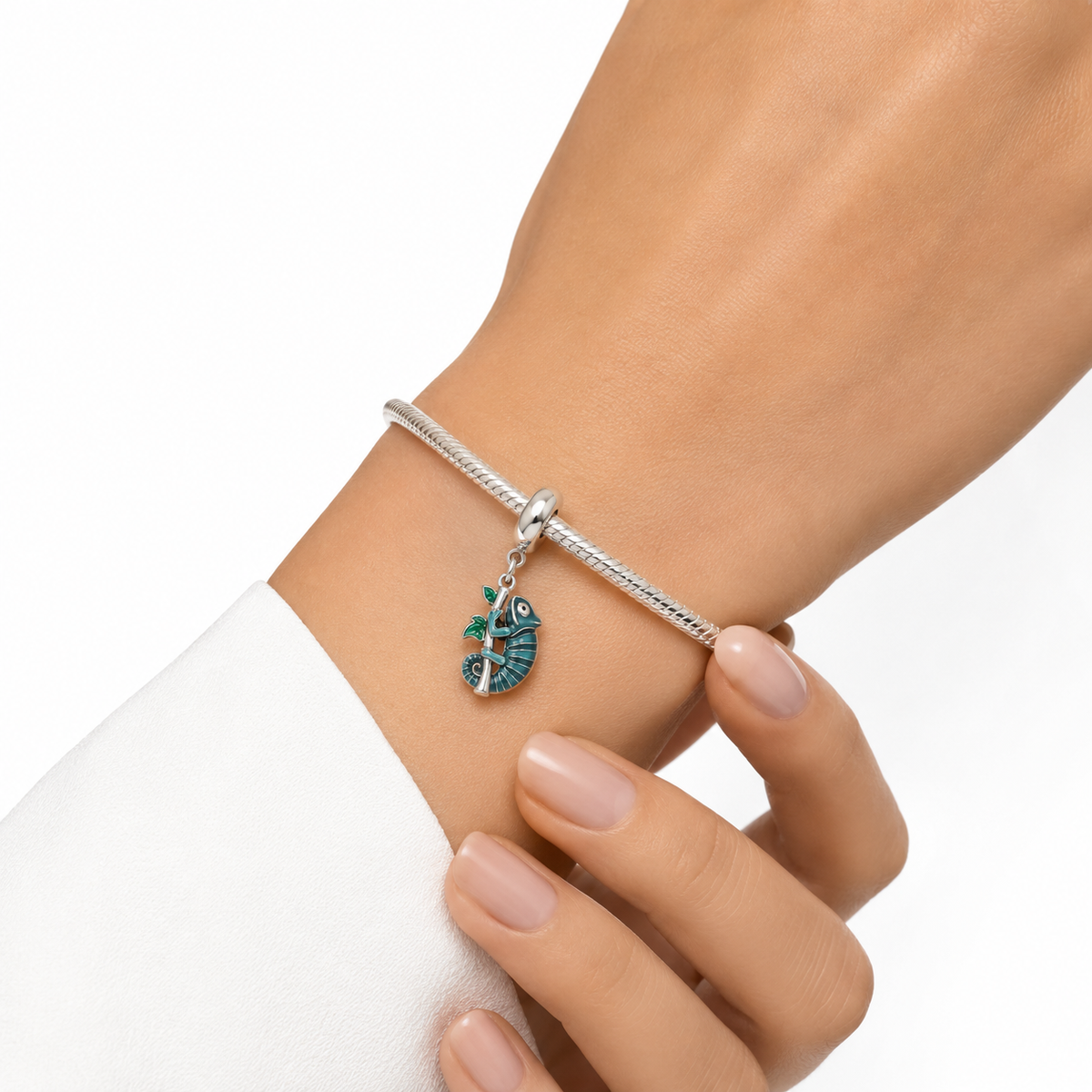 Charm Camaleon Verde Plata Ley .925