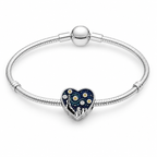 Charm Corazon Noche Estrellada Plata Ley .925