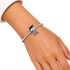 Charm Oso Graduado Con Corazon Rosa Plata Ley .925