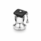 Charm Oso Graduado Con Corazon Rosa Plata Ley .925