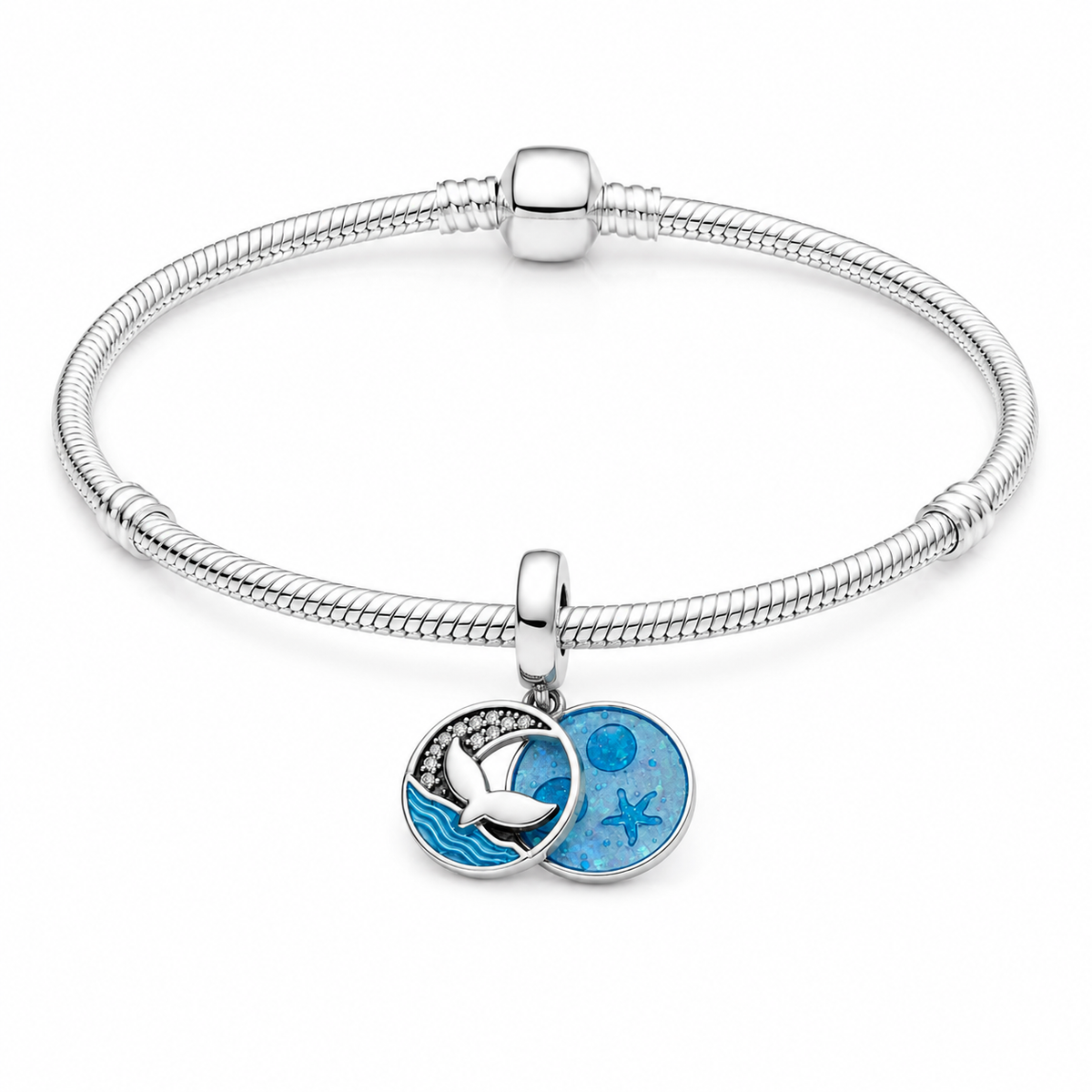 Charm Oceano Y Cola De Sirena Plata Ley .925