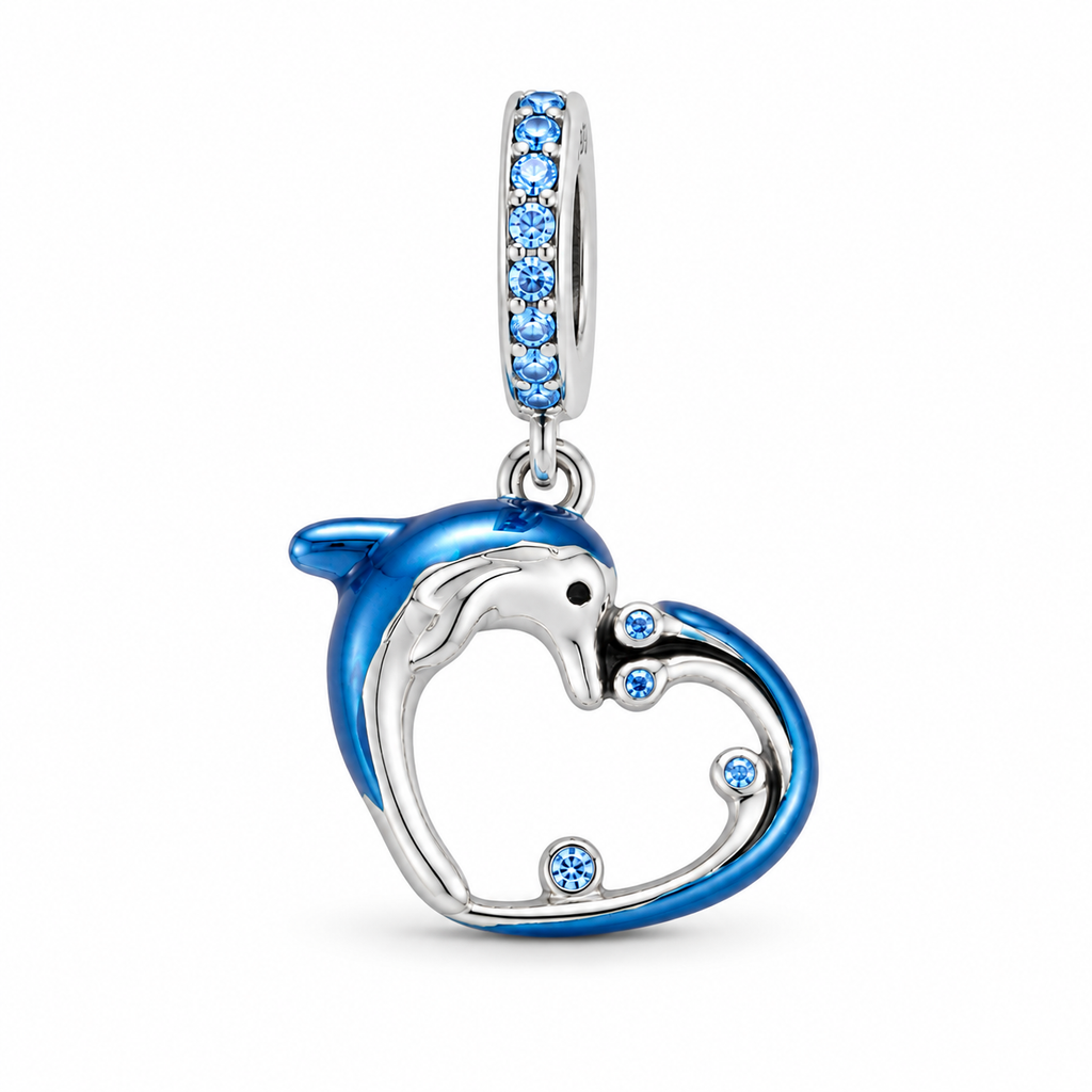 Charm Delfines corazon Plata Ley .925