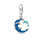 Charm Ola De Mar Con Delfin Plata Ley .924