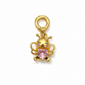 Charm Abeja Dorada Con Corazon Rosa Plata Ley .924