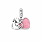 Charm Corazon Rosa Mom  Plata Ley .925