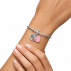Charm Corazon Rosa Mom  Plata Ley .925