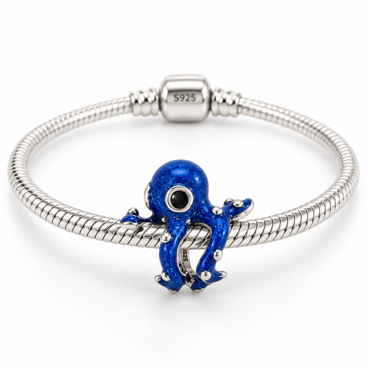 Charm Pulpo Azul   Plata Ley .925