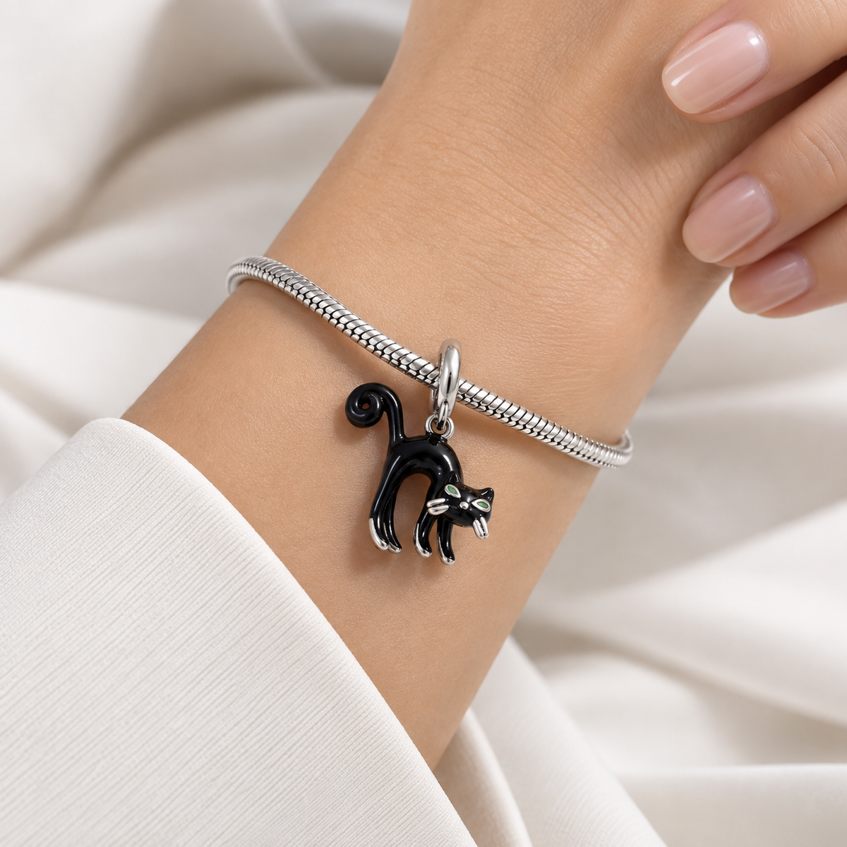 Charm Gato Negro Plata Ley .925