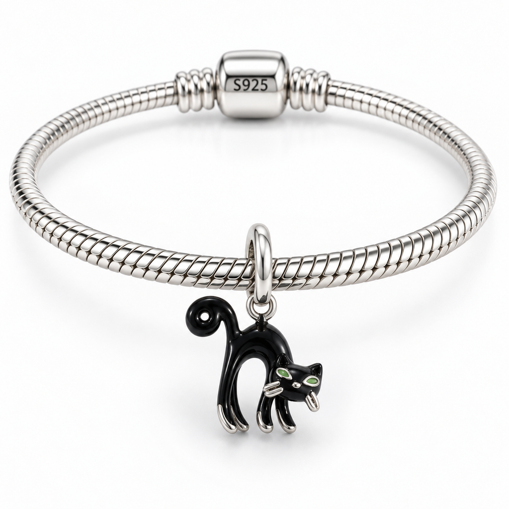Charm Gato Negro Plata Ley .925