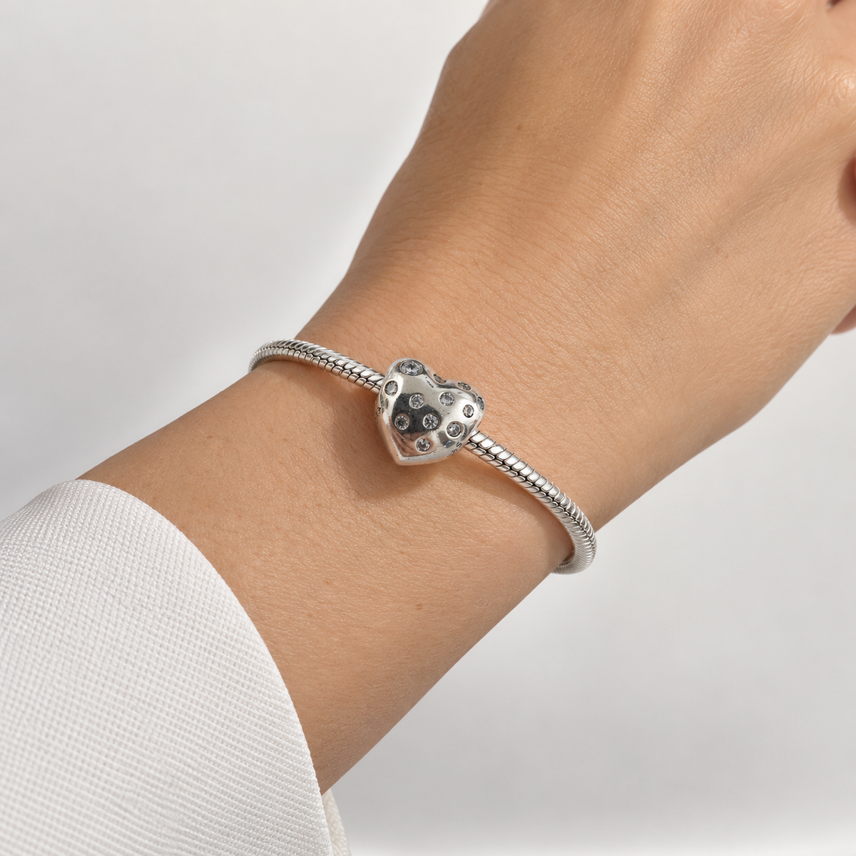 Charm Corazon Plateado Plata Ley .925
