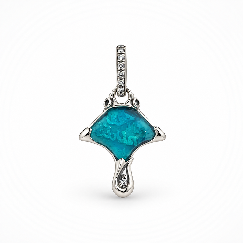 Charm Mantarraya Azul Plata Ley .925