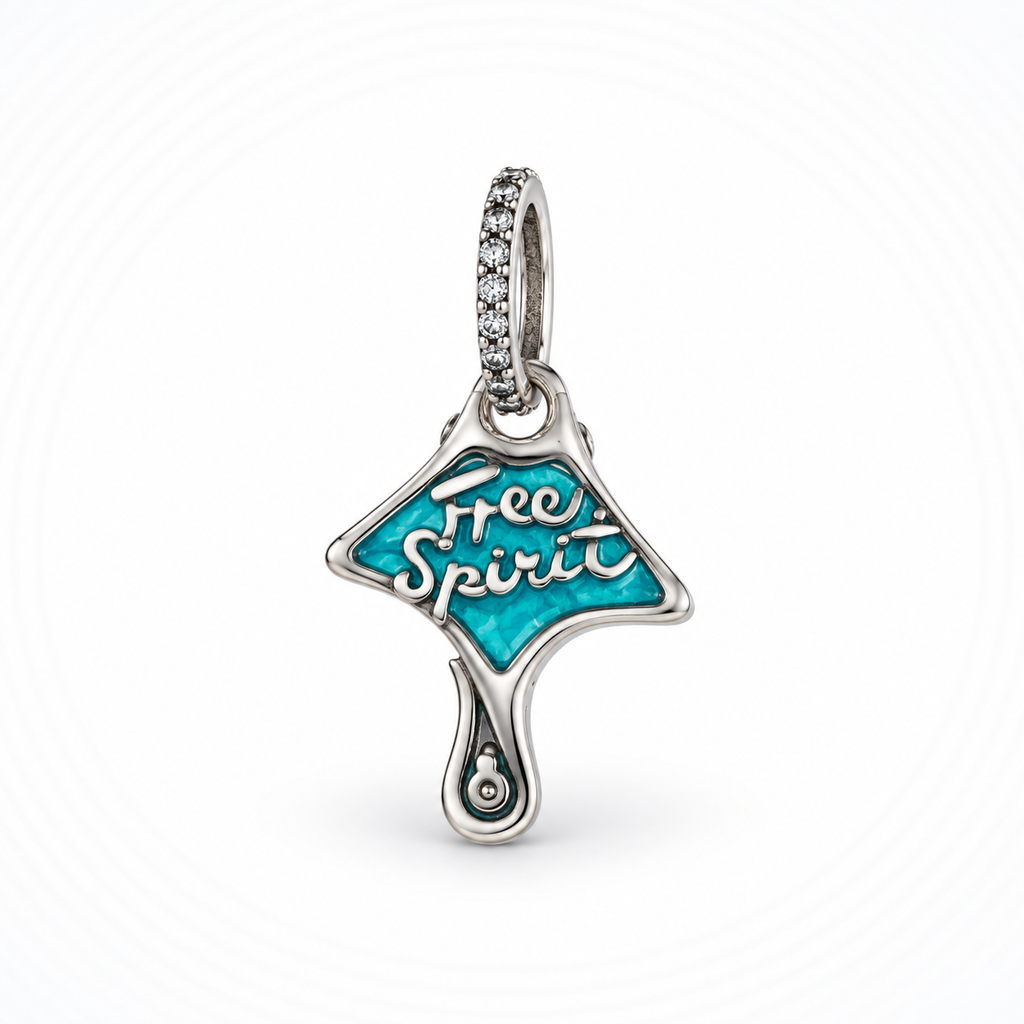 Charm Mantarraya Azul Plata Ley .925