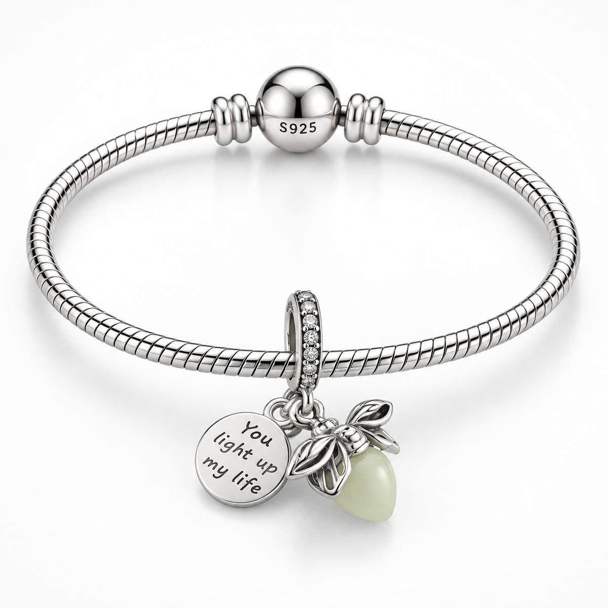Charm Luciernaga Fluorecente Plata Ley .925
